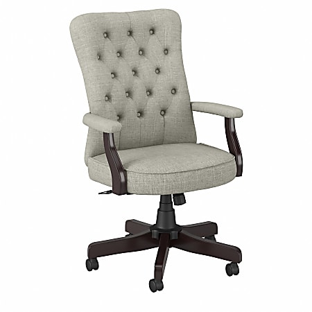 Bush® Business Furniture Arden Lane High-Back Tufted Office Chair With Arms, Light Gray, Standard Delivery