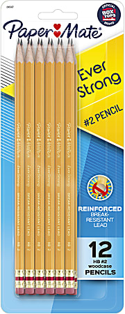 Paper Mate® Everstrong Break-Resistant Pencils, #2 Lead, Yellow, Pack Of 12 Pre-Sharpened Pencils