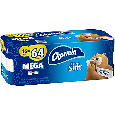 Charmin® Ultra Soft® 2-Ply Mega Roll Toilet Paper, 264 Sheets Per Roll, Pack Of 16 Rolls