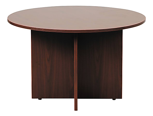 Boss Office Products 47"W Round Wood Conference Table, Mahogany