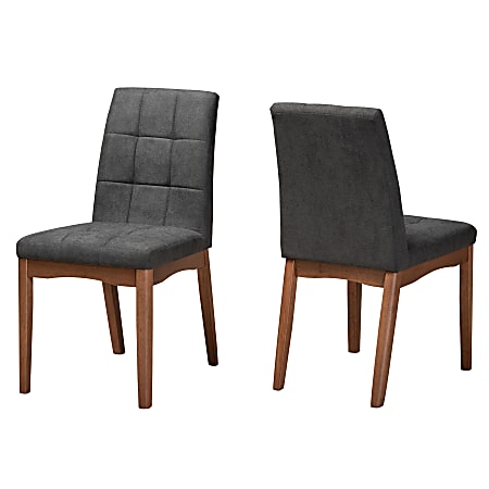 Baxton Studio Tara Dining Chairs, Dark Gray/Walnut Brown, Set Of 2 Chairs