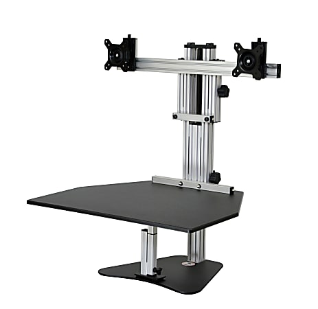 Ergo Desktop Kangaroo Elite Height-Adjustable Dual-Monitor Desk, Black