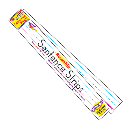TREND Wipe-Off® Sentence Strips, 3" x 24", White, Kindergarten - Grade 6, 30 Strips Per Pack, Set Of 4 Packs