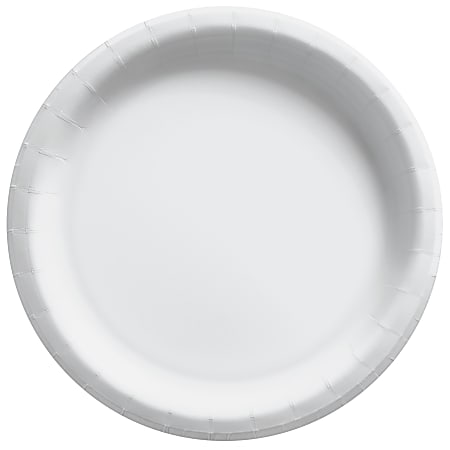 Amscan Round Paper Plates, 10”, Frosty White, 20 Plates Per Pack, Case Of 4 Packs