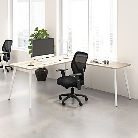 Bush Business Furniture Vista 72"W Corner Desk with Splayed Metal Legs, Natural Elm, Standard Delivery