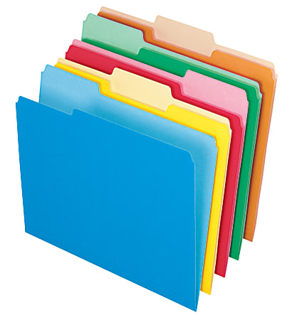 Office Depot® Brand 2-Tone File Folders, 1/3 Cut, Letter Size, Assorted Primary Colors, Box Of 100