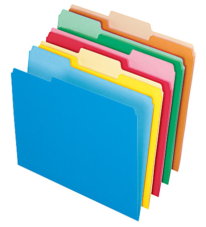 Legal Size Plastic Pocket File Folders with 1/3 Cut Tab Pack of 30 Multi Color 