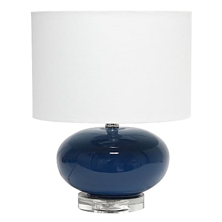 Lalia Home Ovaloid Glass Table Lamp, 15-1/4"H, White Shade/Blue Base