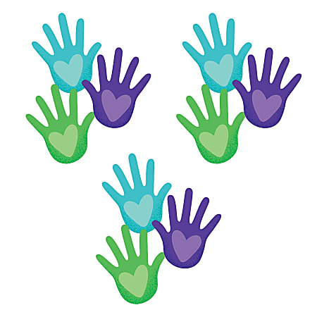 Carson Dellosa Education Cut-Outs, One World Hands With Hearts, 36 Cut-Outs Per Pack, Set Of 3 Packs