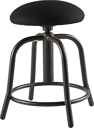 National Public Seating® 18" - 25" Height Adjustable Designer Stool, 3" Padded Black Fabric Seat, Black Frame