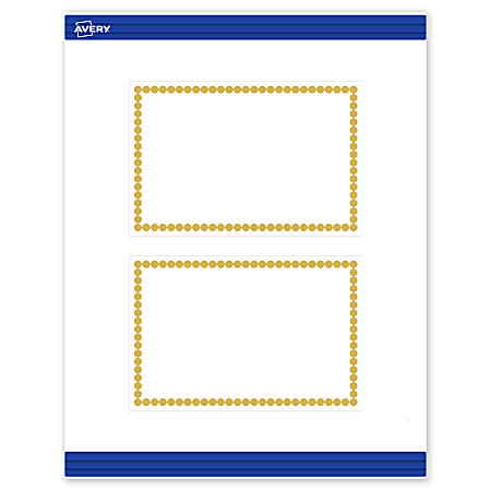 Avery® Print-To-The-Edge Postcards With Sure Feed®, S00-DJD-PRMWC10, 4" x 6", Matte White, Preprinted Gold Beads Design, Pack Of 20