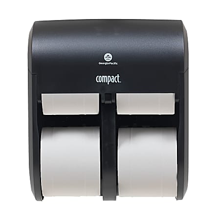 Compact Quad® by GP PRO, 4-Roll Coreless High-Capacity Toilet Paper Dispenser, 56744A, 11.75" x 6.9" x 13.25", Black, 1 Dispenser