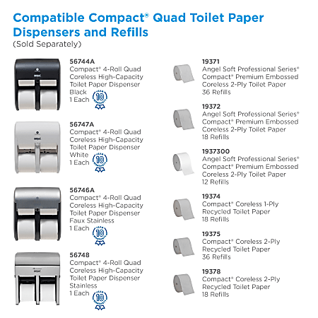 Compact Quad Vertical 4-Roll Coreless Dispenser, 11.75 x 6.9 x 13.25, Black Compact Quad Vertical 4-Roll Coreless Dispenser, 11.75 x 6.9 x 13.25, Black