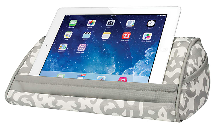 LapGear Designer Tablet Pillow with Phone Pocket - Gray Damask - Fits Most Tablets - Style No. 35514