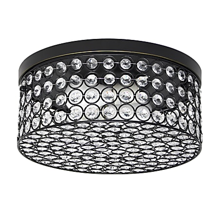 Elegant Designs Elipse Crystal 2-Light Round Flush-Mount Ceiling Fixture, 12"W, Restoration Bronze