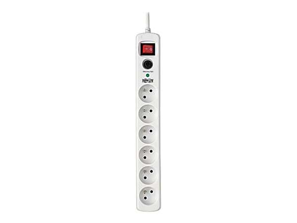 Tripp Lite 6-Outlet Surge Protector - French Type E Outlets, 220-250V AC, 16A, 1.8 m Cord, Type E Plug, White - Surge protector - 16 A - AC 230 V - output connectors: 6 - 6 ft cord - white - for P/N: CLAMPUSBLK, CLAMPUSW