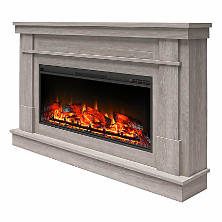 Ameriwood Home Elmcroft Wide Mantel With Linear Electric Fireplace, 37 ...