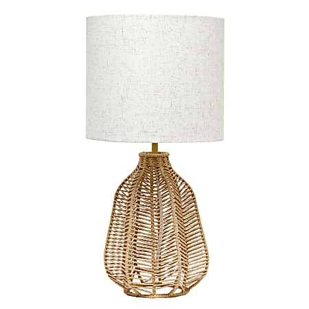 Lalia Home Vintage Rattan Wicker-Style Paper Rope Table Lamp, 21"H, Light Beige/Natural