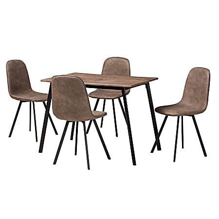 Baxton Studio Filicia 5-Piece Dining Set, Gray/Black