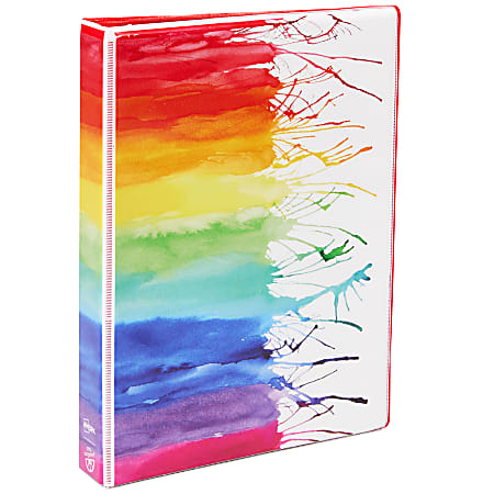 Avery&reg; + Amy Tangerine Designer Collection 3-Ring Mini Binder, 1" Round Rings, Watercolor Rainbow