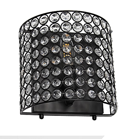 Lalia Home Metal Wall-Mounted Sconce, 4-3/4"W, Crystal/Black