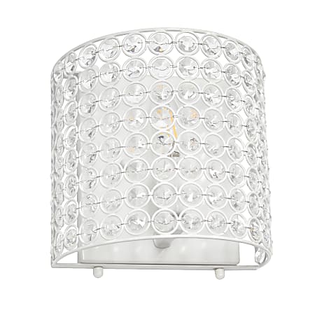 Lalia Home Metal Wall-Mounted Sconce, 4-3/4"W, Crystal/White