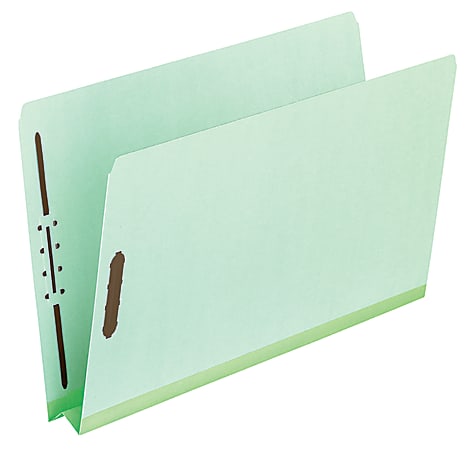 Pendaflex® File Folders With Fasteners, Letter Size, Straight Cut, 2" Expansion, 60% Recycled, Light Green, Box Of 25 Folders