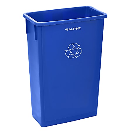 Alpine Industries Trash Can Recycle Bin And Paper Slotted Recycling Lid, 23 Gallons, Blue