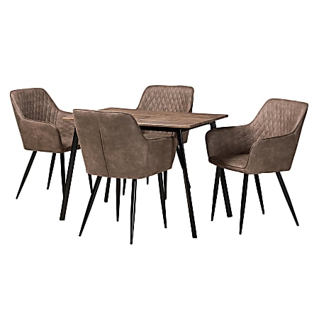 Baxton Studio Belen 5-Piece Dining Set, Gray/Black