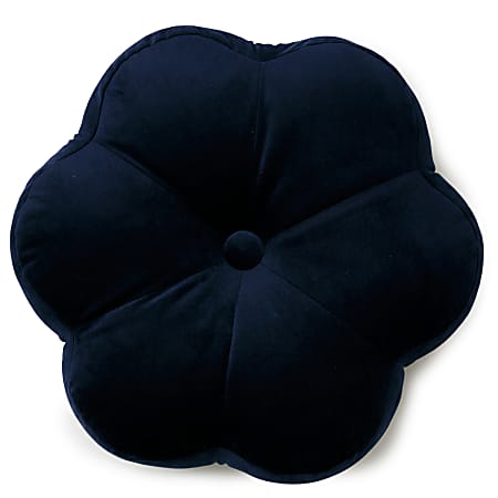 Dormify Masie Velvet Flower Shaped Pillow, Navy Blue