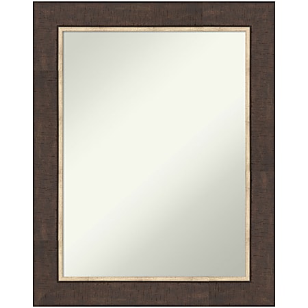 Amanti Art Non-Beveled Rectangle Framed Bathroom Wall Mirror, 29” x 23”, Lined Bronze