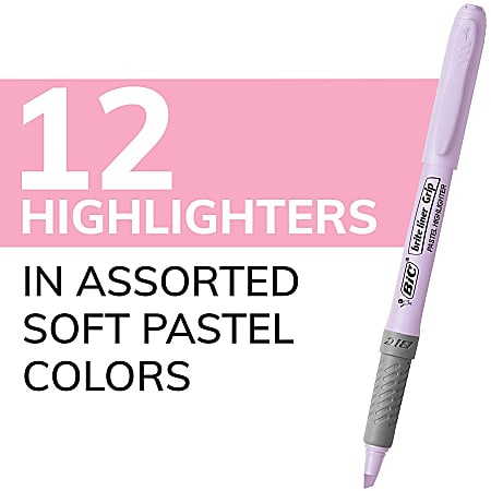 Bic Brite Liner Highlighter, Pastel, Chisel Tip, Assorted - 6 highlighter