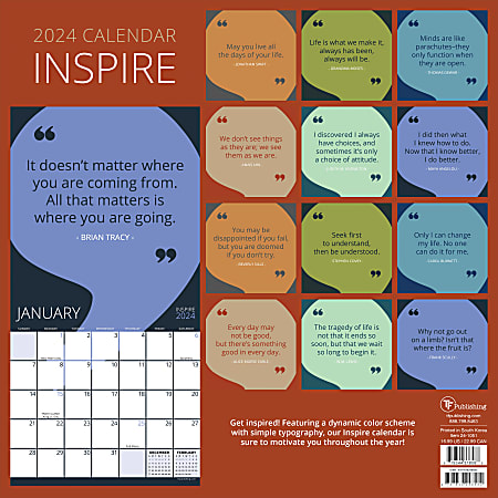 2024 TF Publishing Inspirational Wall Calendar, 12" x 12", Inspire