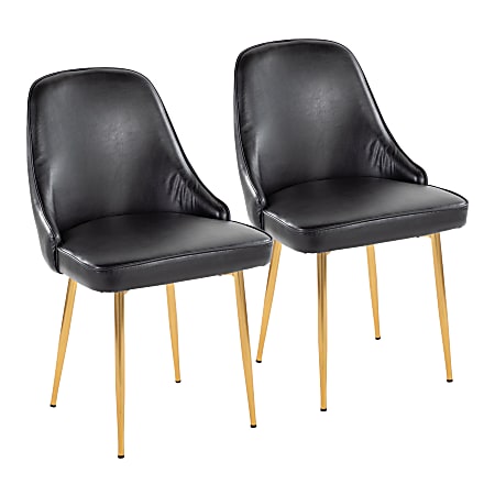 LumiSource Marcel Dining Chairs, Black/Gold, Set Of 2 Chairs