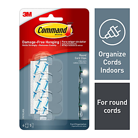 Round Cord Clips - Damage-Free Cable Clips - 13 Clear Clips and 16 Strips 