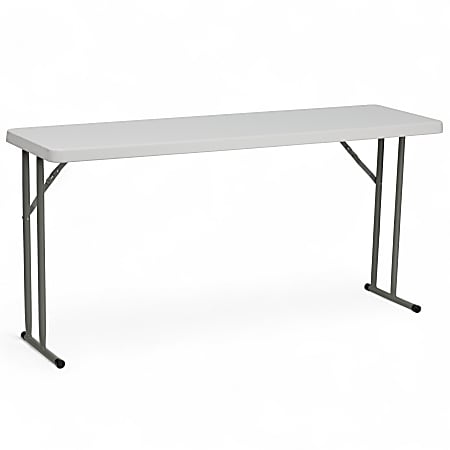 Flash Furniture Plastic Folding Training Table, 29"H x 18"W x 60"D, Granite White