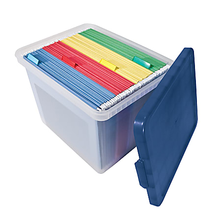 Office Depot® Brand Half Tote, 11"H x 14 7/8"W x 11"D, Clear/Blue