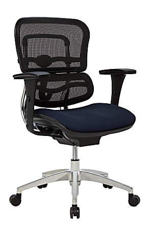 WorkPro® 12000 Series Ergonomic Mesh/Premium Fabric Mid-Back Chair, Black/Navy, BIFMA Compliant