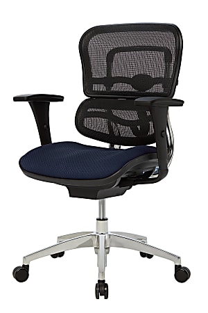 WorkPro 12000 Series Ergonomic MeshPremium Fabric Mid Back Chair BlackNavy BIFMA Compliant