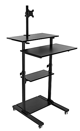 Mount-It Mobile Stand-Up Desk, 30-1/2"H x 37"W x 6"D, Silver