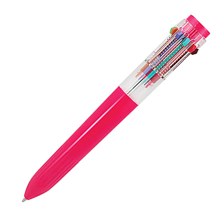 Yafa Multifunction 10 Color Ballpoint Pen Medium Point 0.8 mm Pink