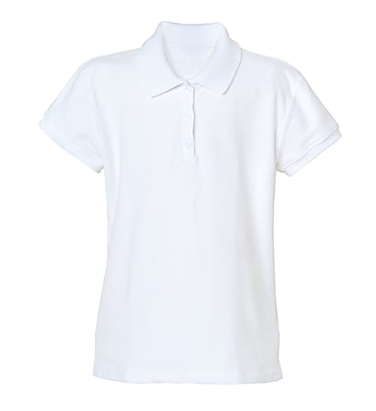 Royal Park Girls Uniform, Fitted-Knit Short-Sleeve Polo Shirt, Large, White