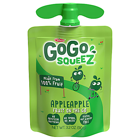 GoGo Squeez Applesauce Pouches, Apple Apple, 3.2 Oz, Pack Of 18 Pouches