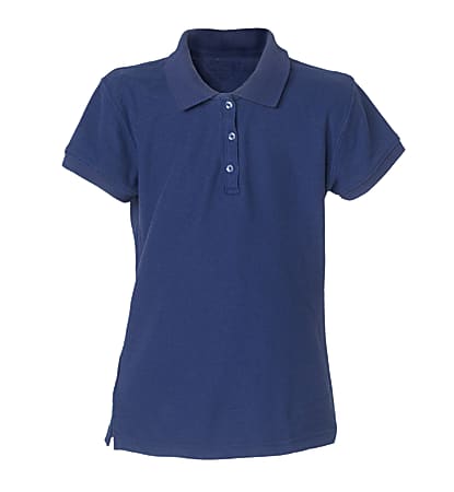 Royal Park Girls Uniform, Fitted-Knit Short-Sleeve Polo Shirt, X-Large, Navy