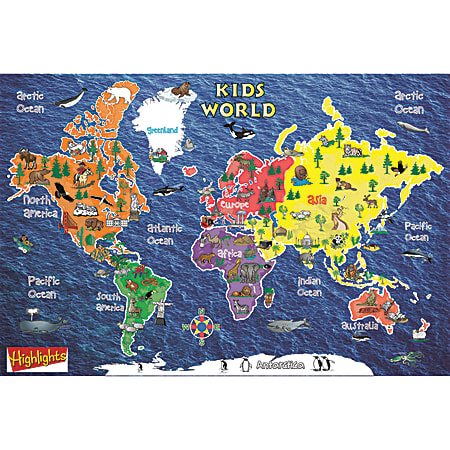 Replogle® Peel & Stick Kid's World Wall Map, 24" x 16"