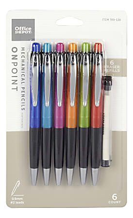 Office Depot Brand Mechanical Pencils Soft Grip 0.9 mm Assorted Barrel ...