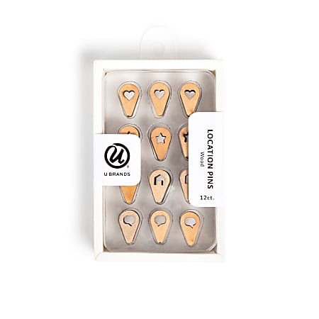 U Brands&reg; Location Push Pins, Natural, Set Of 12 Pins