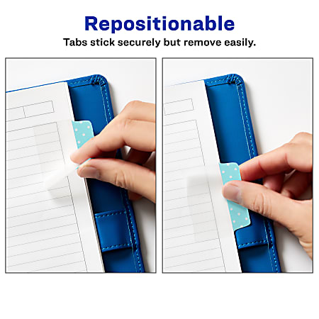 Pastel Dots 24 Repositionable Tabs 2 x 1.5 2-Side Writable Multiuse Design Ultra Tabs 