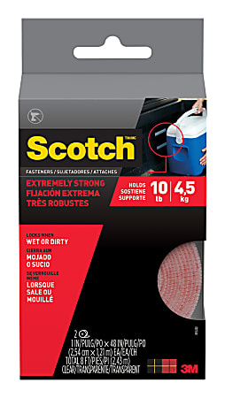 Scotch™ Extreme Fasteners, 1" x 4", Clear, Set Of 2 Strips