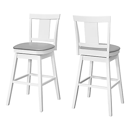 Monarch Specialties Aaron Swivel Barstools With Backs, Gray/White, Set Of 2 Barstools